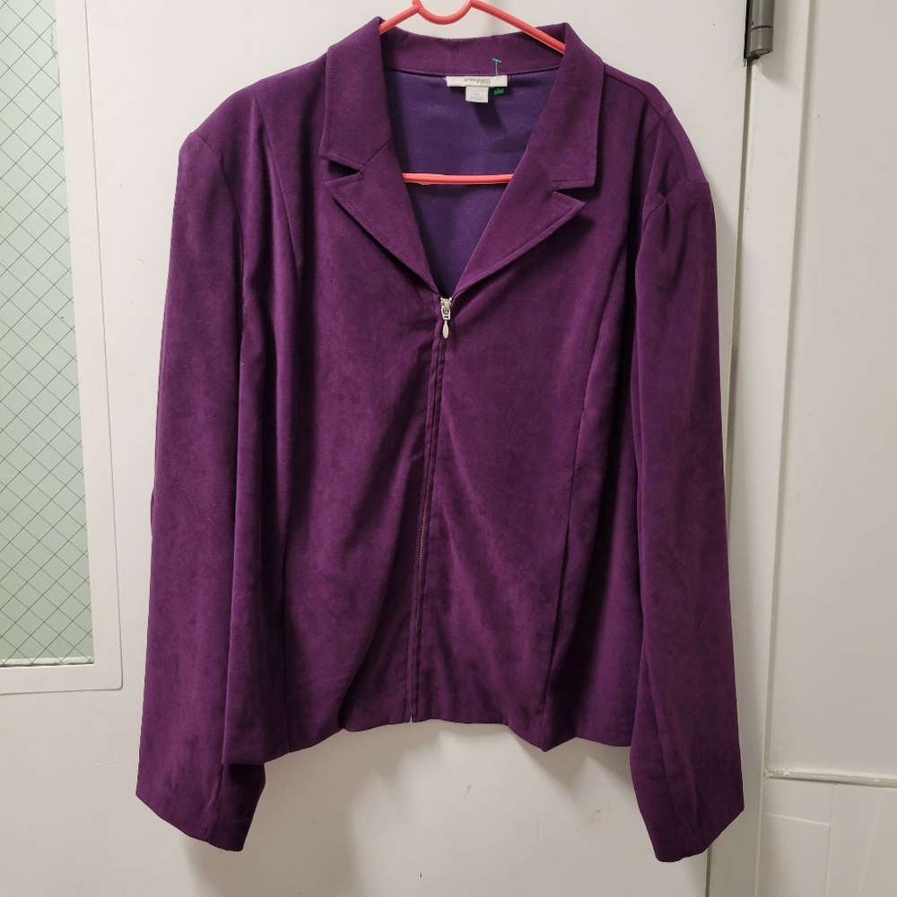 Jacket Blazer NWOT 3X Plus Ladies Purple Dress Barn Velour Feel